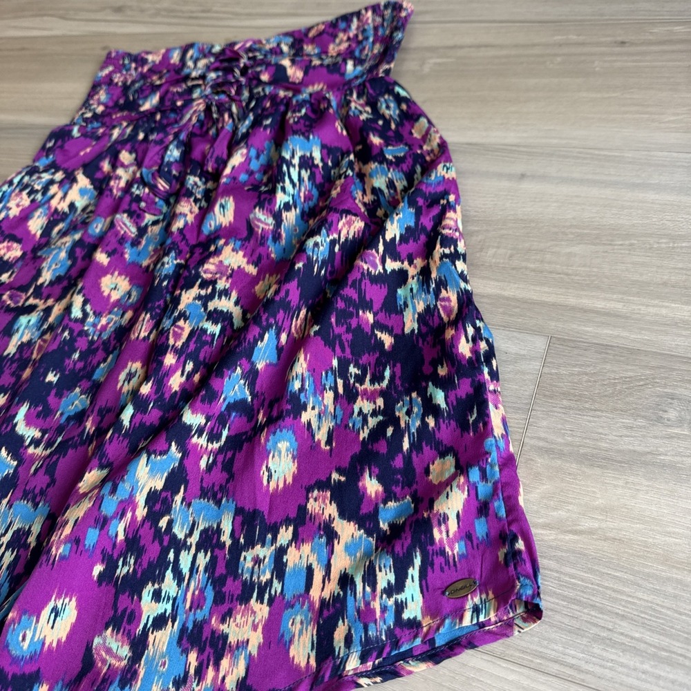O'Neill Oneill Purple Blue Floral Print Strapless Midi Dress Sz Small - Picture 11 of 11